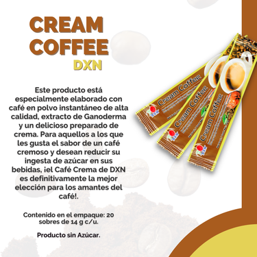 Café Adicionado con Ganoderma Lucidum Cream Coffe DXN (20 sobres)